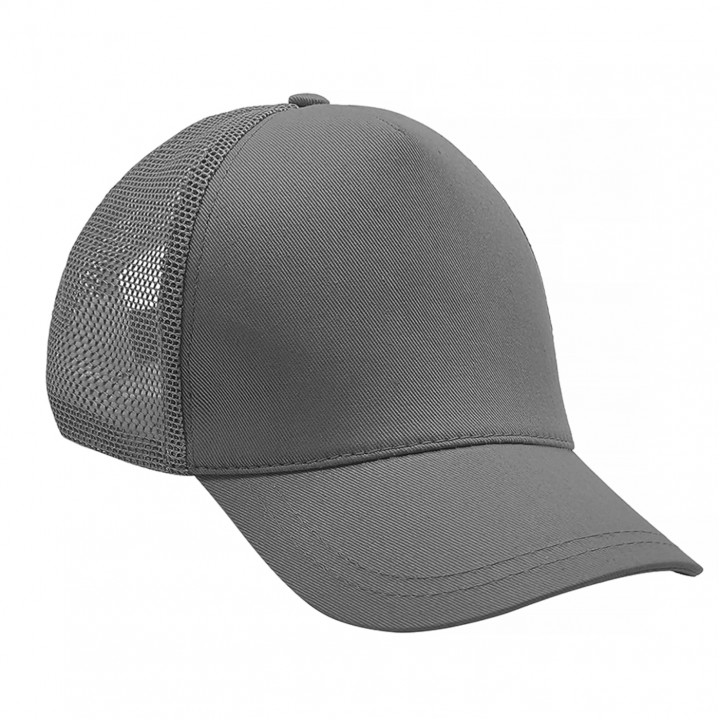 Gri Pamuk Gabardin 5 Panel Air Mesh Fileli Promosyon Şapkası